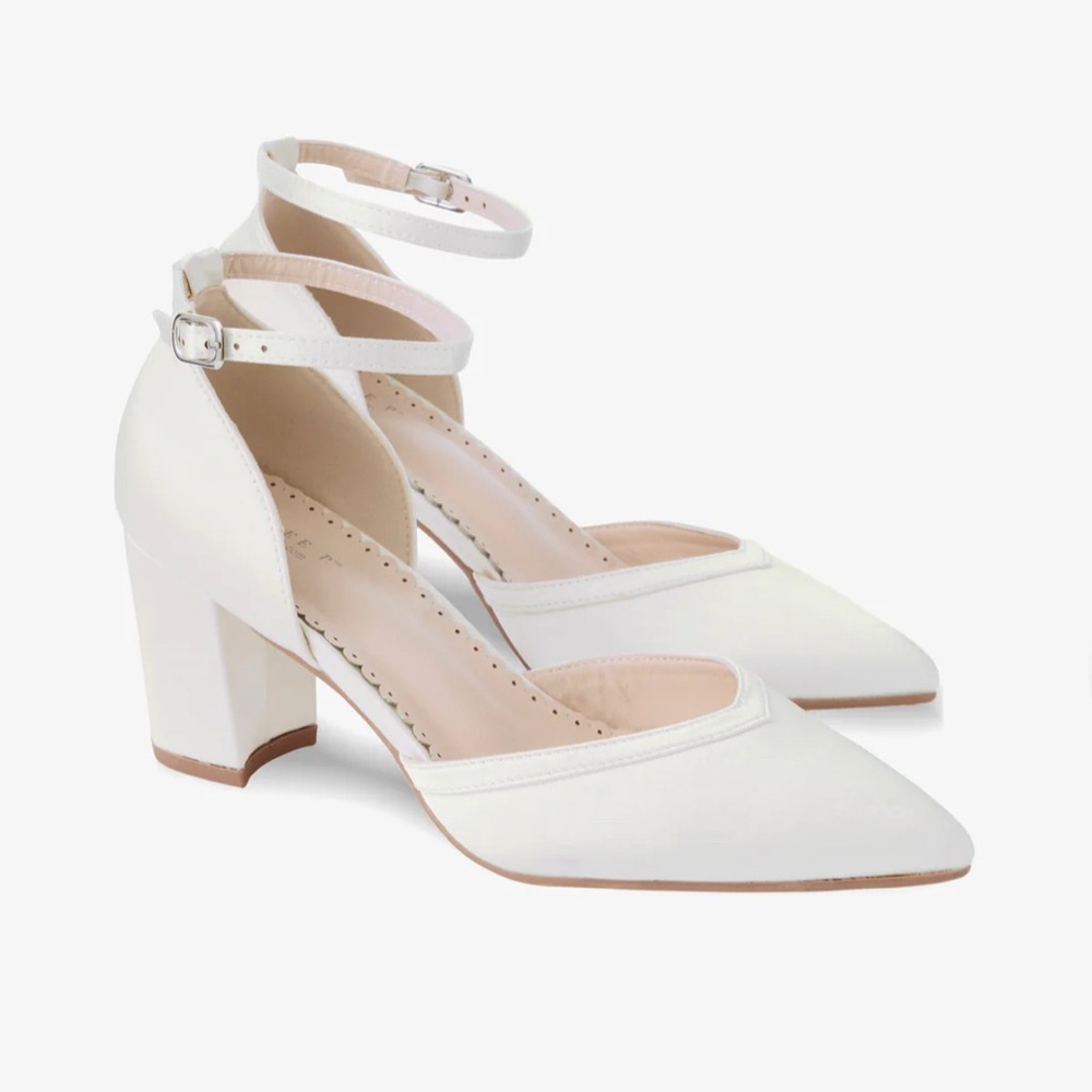 Satin Block Heels Wedding Shoes
